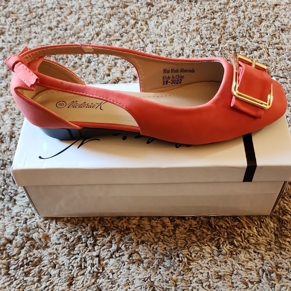 Victoria K Coral Flats with Gold Accent